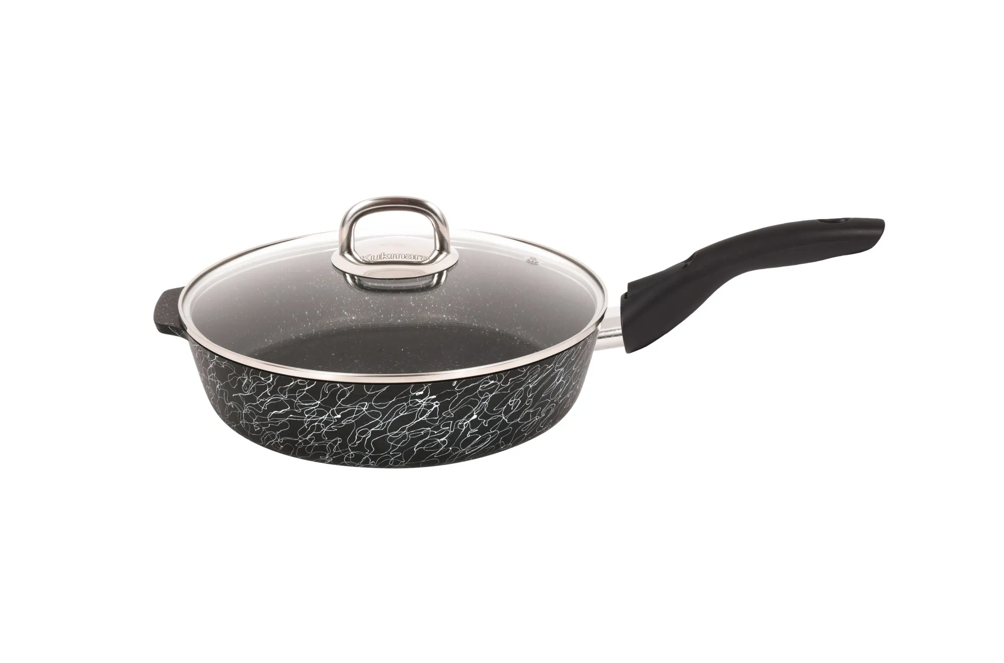 сгчс242а Сковорода 24 см со съёмной ручкой, со стеклянной крышкой Грация (черный серебро) 1 