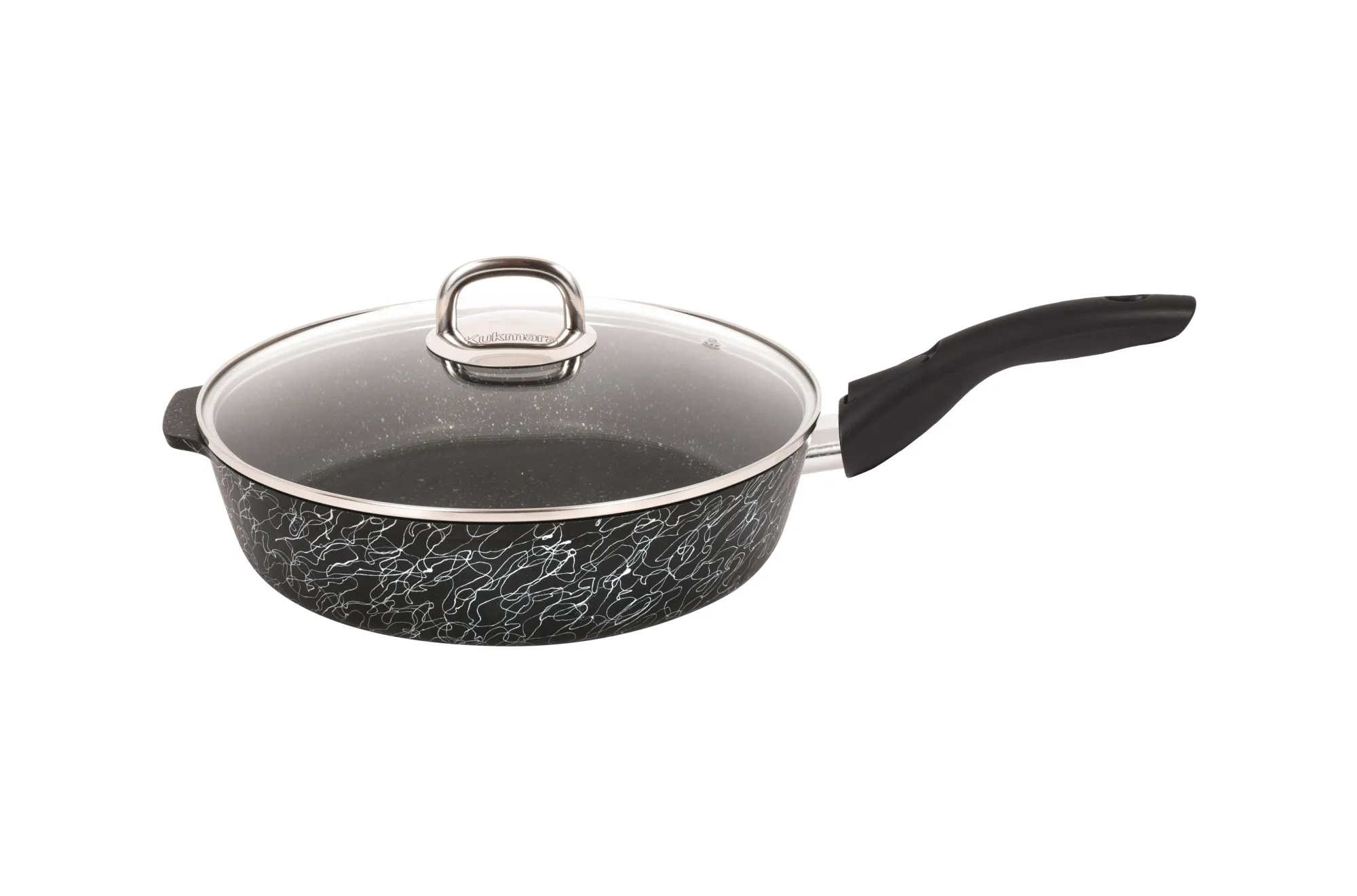 сгчс282а Сковорода 28 см со съёмной ручкой, со стеклянной крышкой Грация (черный серебро) 1 